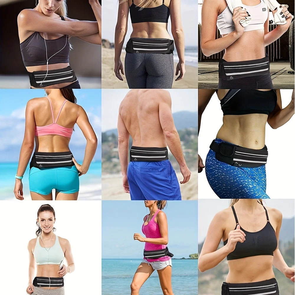 حقيبة خصر للجري مقاومة للماء باللون الوردي مع حامل هاتف مقاوم للصدمات وجيب زجاجة مياه، مناسبة للياقة البدنية في الهواء الطلق وركوب الدراجات