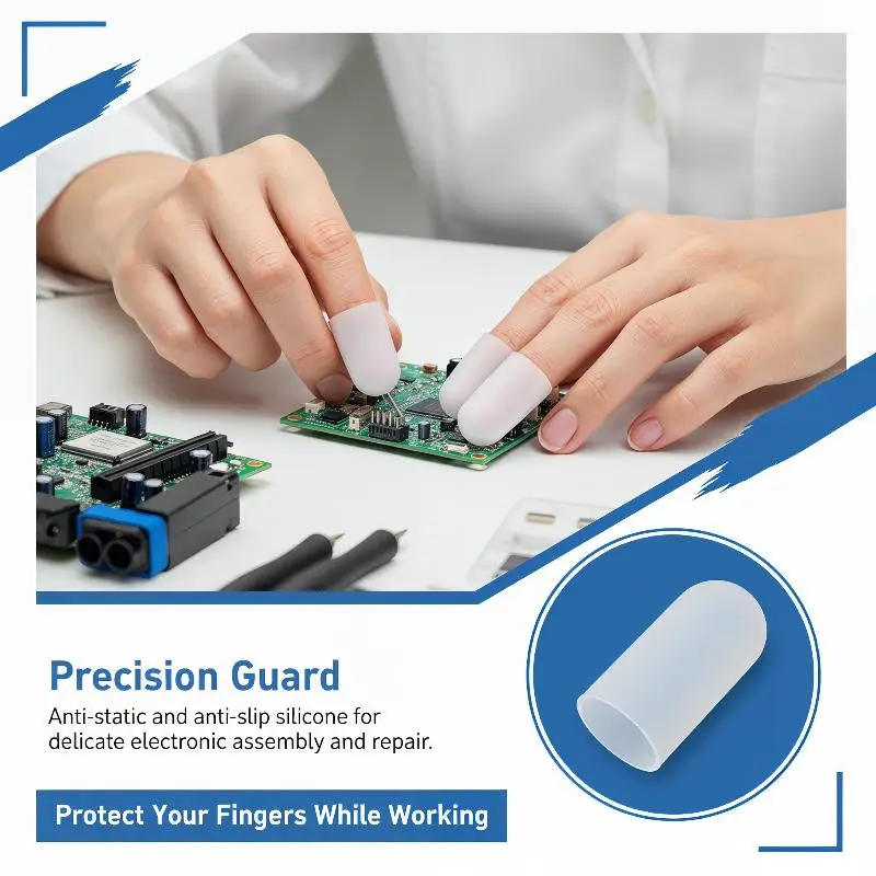 5/10Pcs Transparent Soft Silicone Finger Cots, Heat‑Resistant Anti‑Slip Anti‑Scald Antistatic Single‑Finger Protective Sleeves