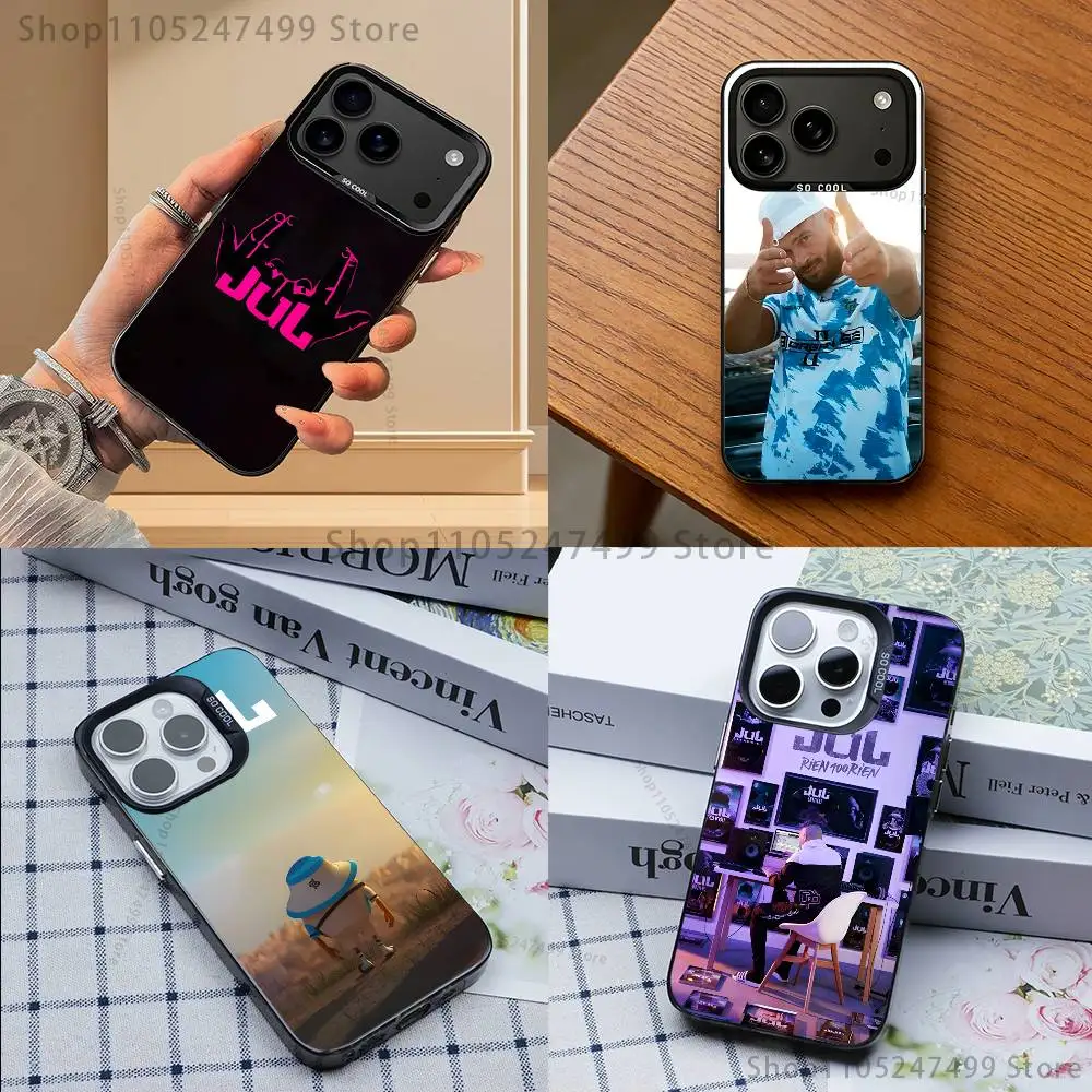 

Rapper J-JUL Phone Case For iPhone 17,16,15,14,13,12,11,Mini,Pro,E,MAX Gray Matte Silicone Black Cover
