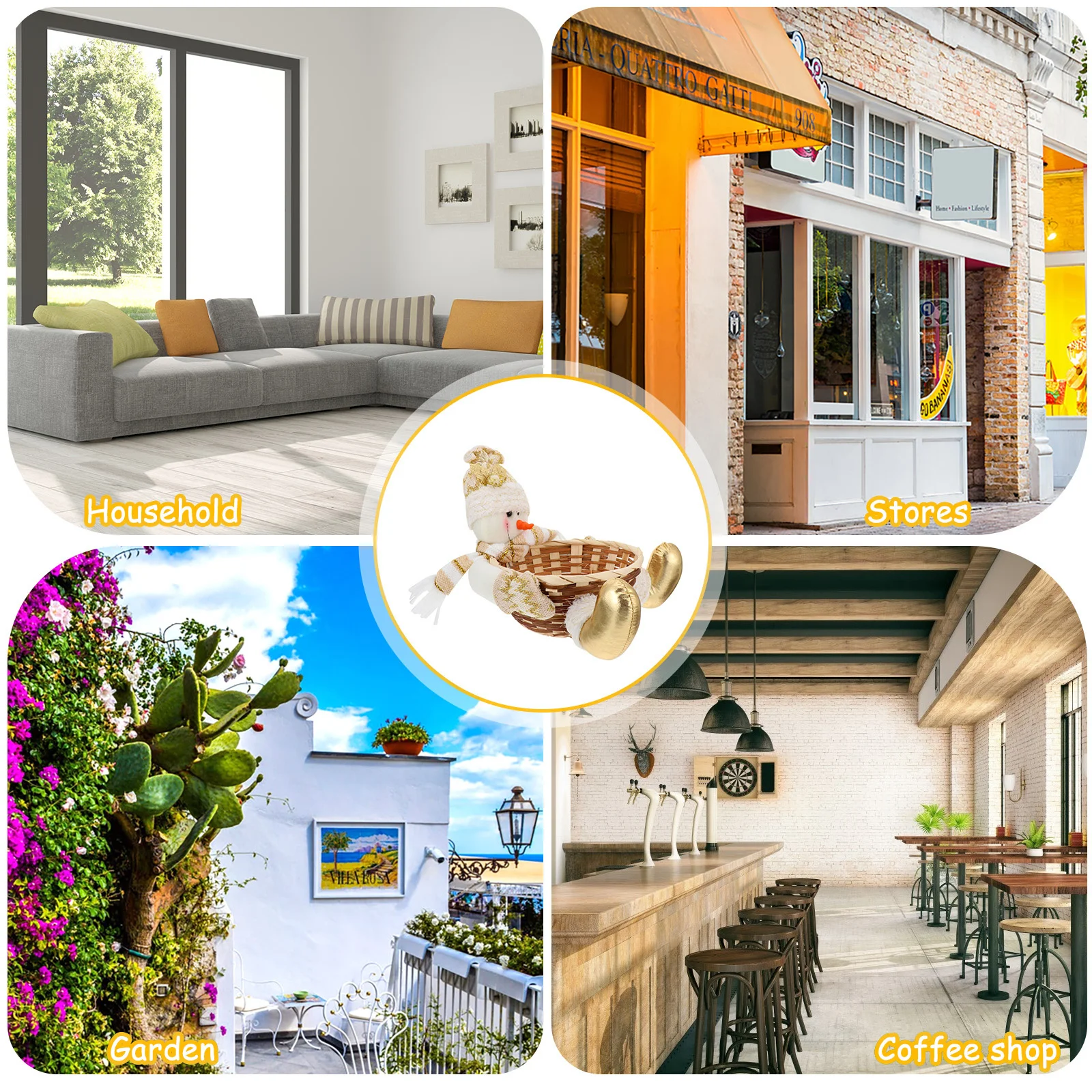 

1Pcs Christmas Snowman Candy Basket Cloth Bamboo Storage Container Desktop Decoration Party Supplies Christmas Candy Box