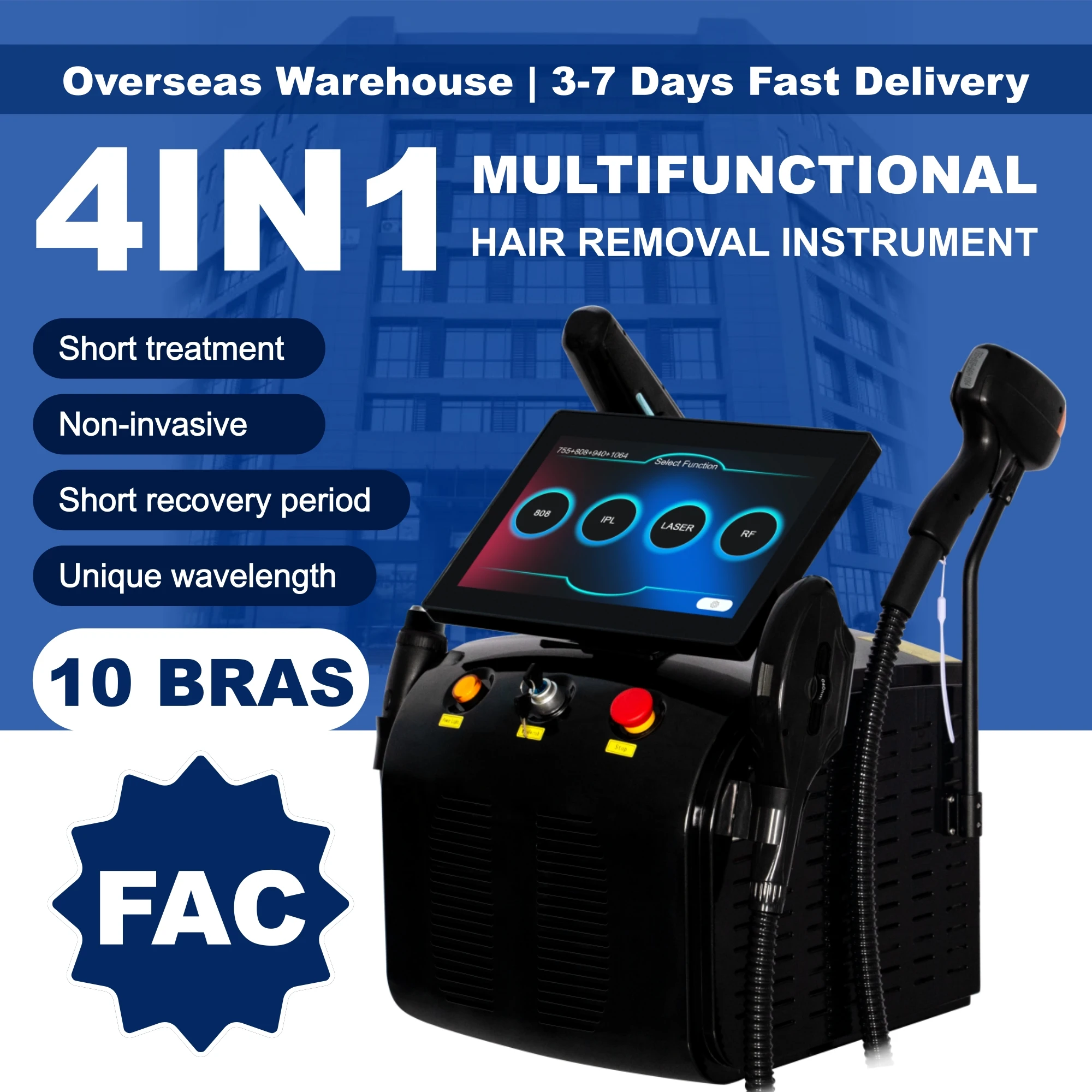 Diode lase IPL Nd Yag Picosecond Opt FAC 4-In-1 Soprano Titanium Hair Removal Professional  Hair Removal Tattoo Removal