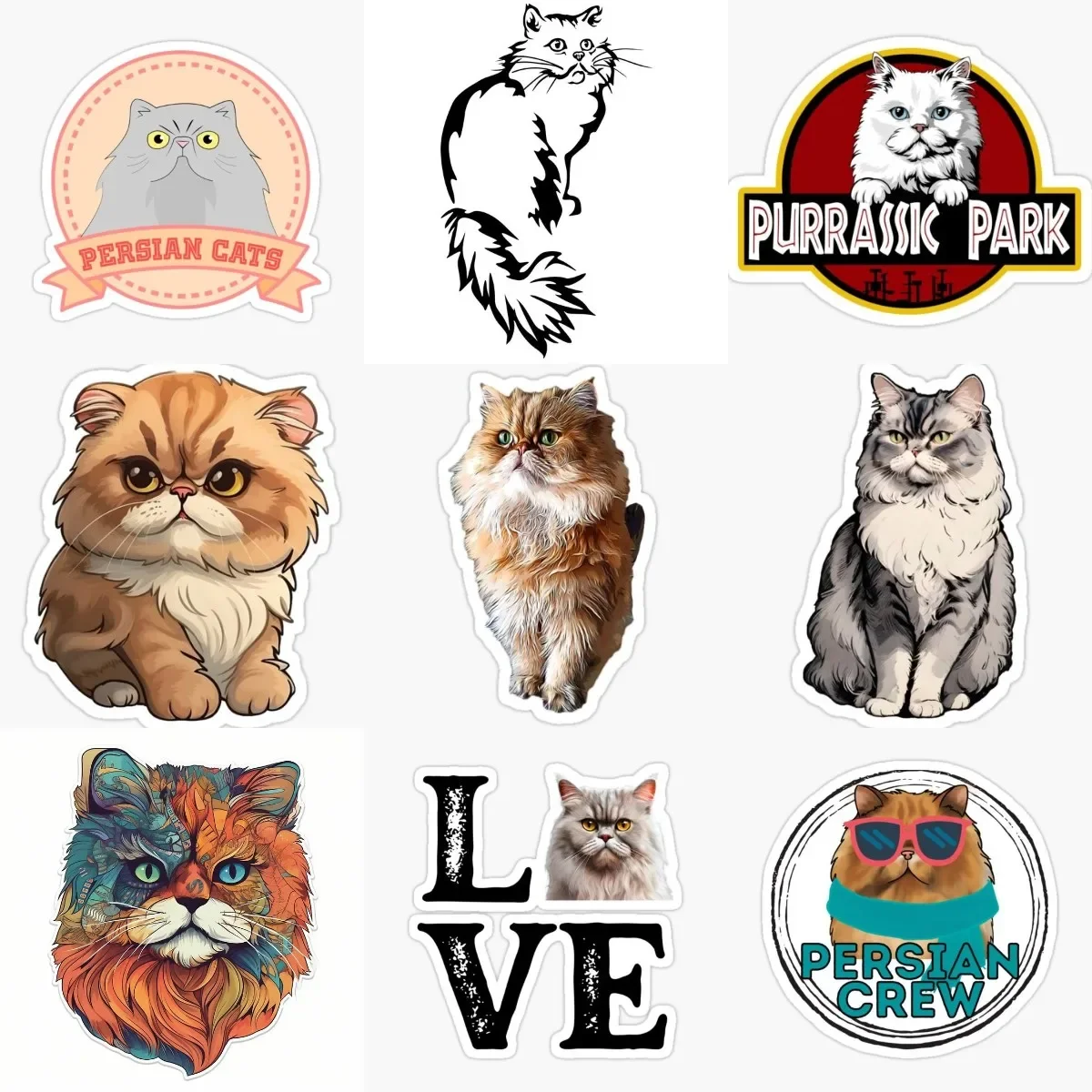 

Persian Cat Pets Catoon Creative Color Sticker for Decorate Fridge Room Wall Window Car Motorcycle Van Bumper Decal Accessories