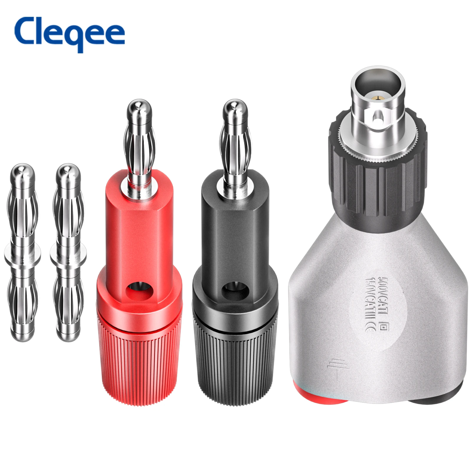 Cleqee CKT022 BNC Female to 4mm Banana Plug Adapter Kit with Binding Post&Male Connector