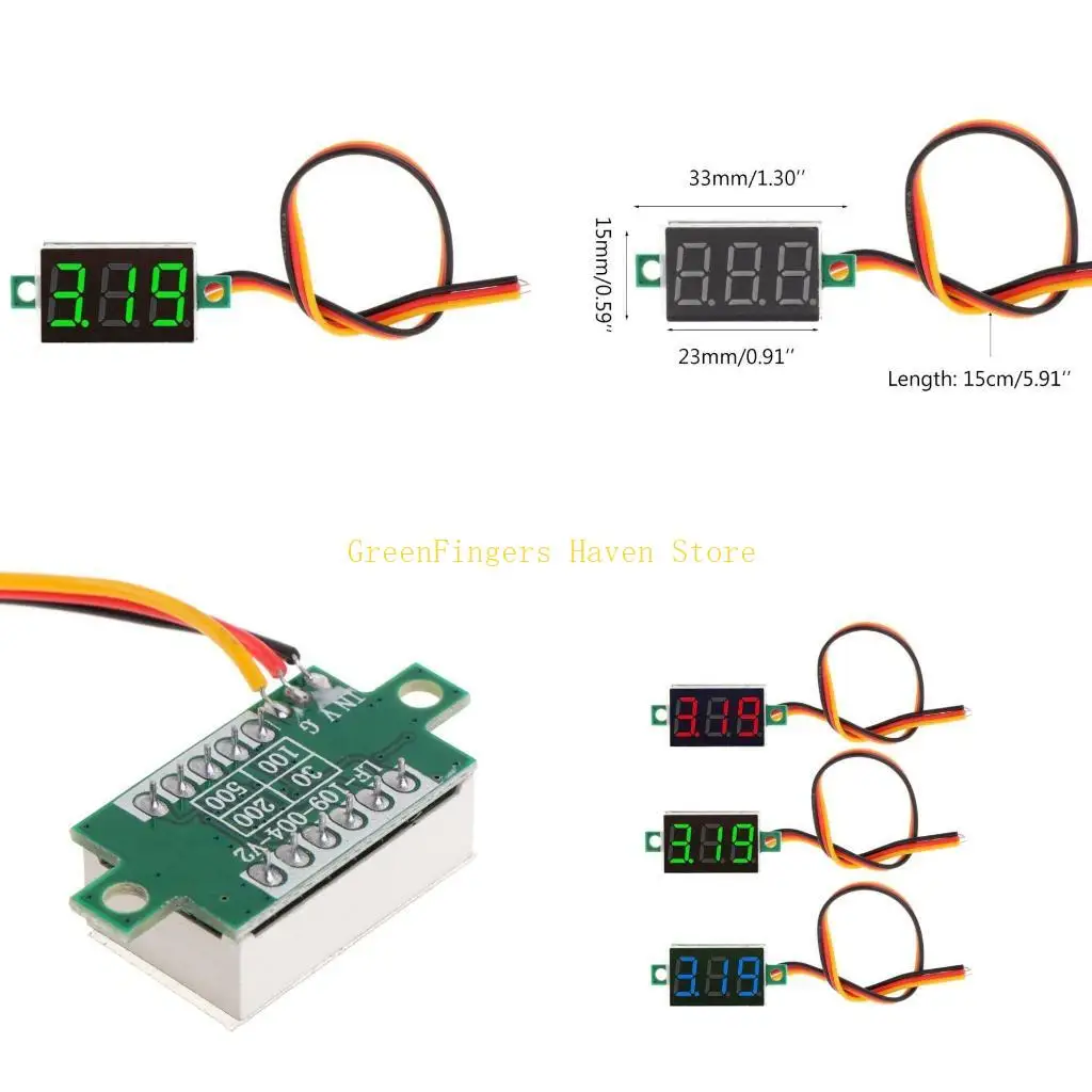 F68D Display Mini Digital Voltmeter 0.36-Inch Three-Wire 0-100V