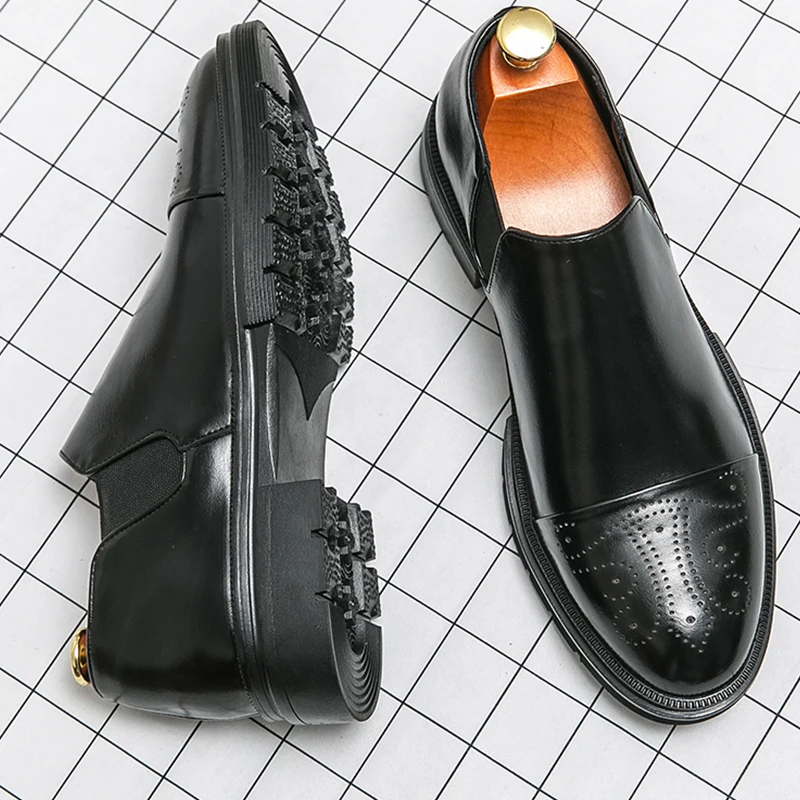 

Classic Casual Leather Shoes For Men Slip On Men's Dress Shoes Trend Wedding Casual Business Shoes For Men Leather Social Loafer