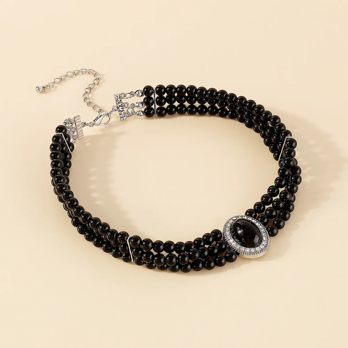 Multi-Layer Black Imitation Pearl Necklace Bead Chain Punk Ladies Wedding Short Clavicle Necklac Girl Charm Banquet Jewelry