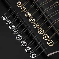 Dawapara The Elder Futhark 24 Runes Necklace Nordic Faith Protection Couple Necklace Stainless Steel Jewelry