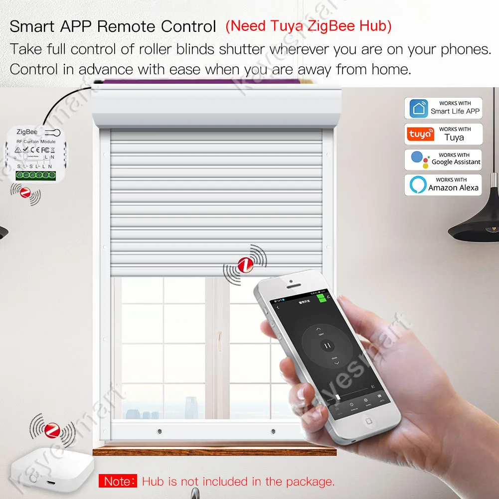 Módulo de interruptor de cortina ZigBee inteligente Tuya, RF433, Motor de persiana enrollable, Control por aplicación Smart Life, Alexa, Google Home, 2MQTT