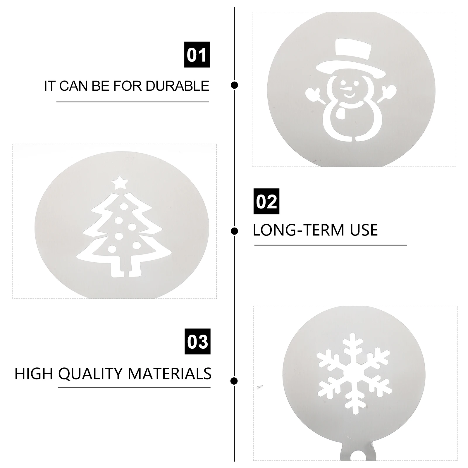 

4 Pcs Christmas Stencils Cake Decorating Useful Baking Latte Art Decorations Supplies Stainless Steel