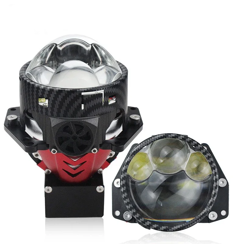 3 Inch Bi LED Laser Projector Lens with Copper Teeth and Dual Fans for Car Headlight Retrofit