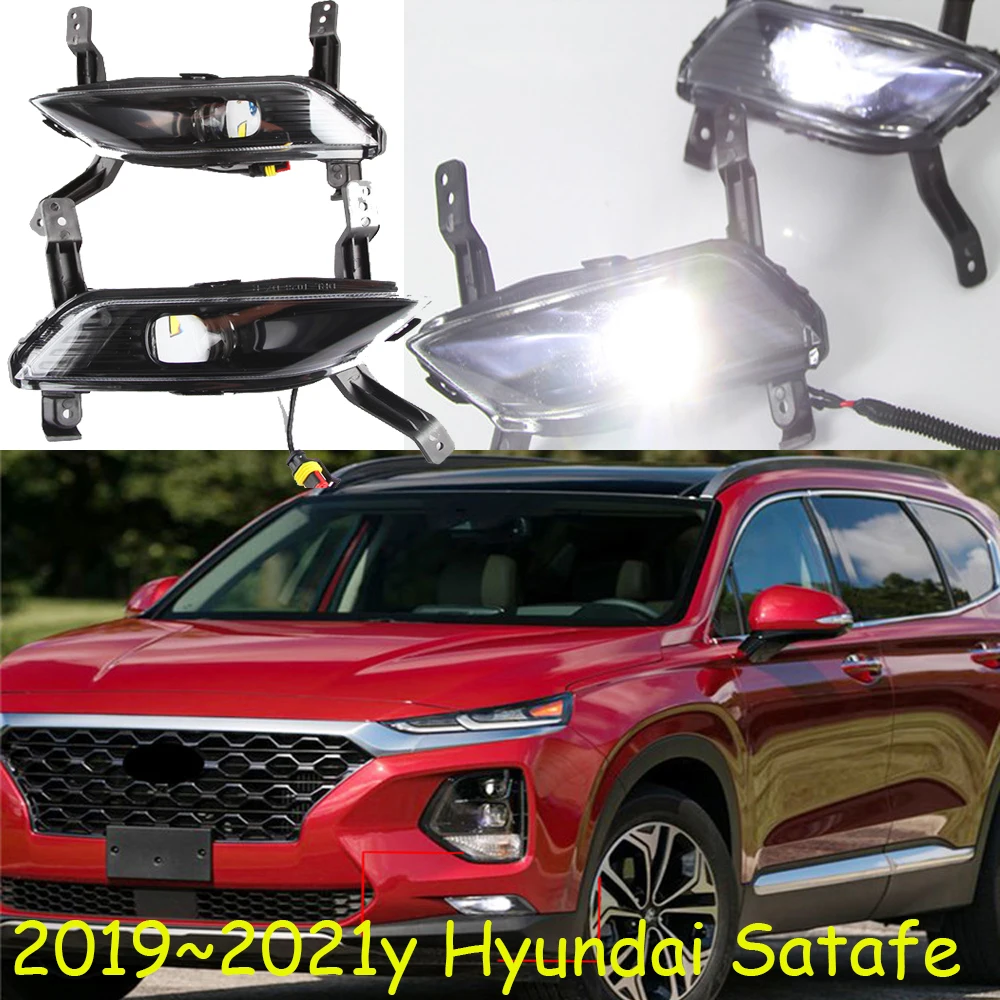 Car bumper santafe headlight Santa Fe daytime light IX45 2019~2021y DRL car accessories LED headlamp Santa Fe fog light