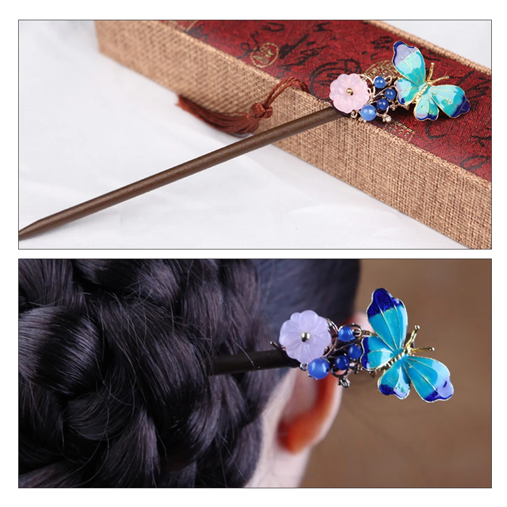

Palace Shaking Hairpin Ebony Bun Stick Long Chinese Hair Holder Retro Oriental Feeling Smooth Edges Sturdy Lightweight