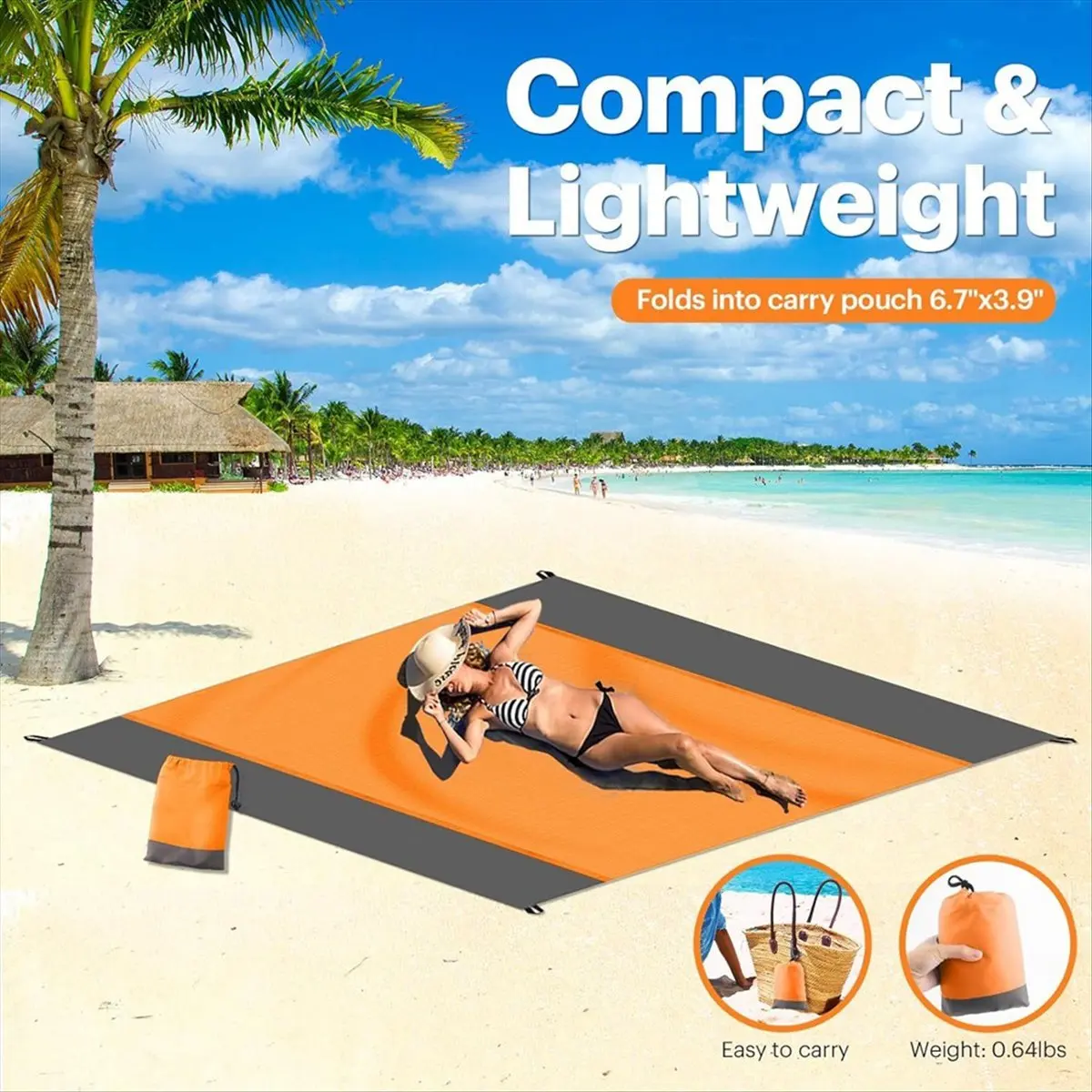 ●Orange Outdoor Camping Waterproof and Moisture-Proof Mat, Foldable Lawn Beach Mat, Picnic Mat