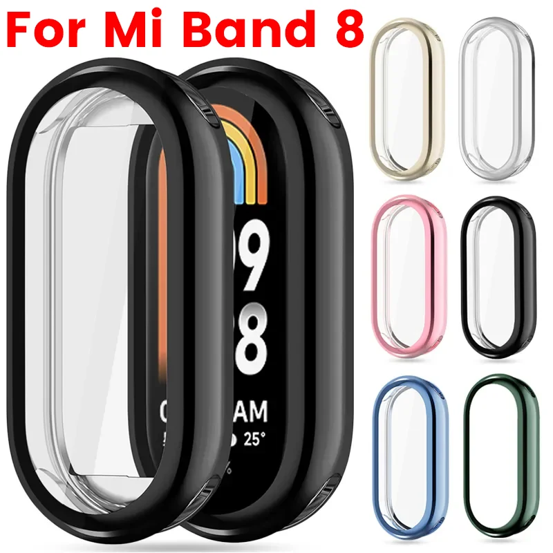 For Xiaomi Mi Band 8 Case HD Ultra-Thin Soft TPU Screen Protector Full Coverage Anti-Scratch Protective Case Cover for MiBand 8