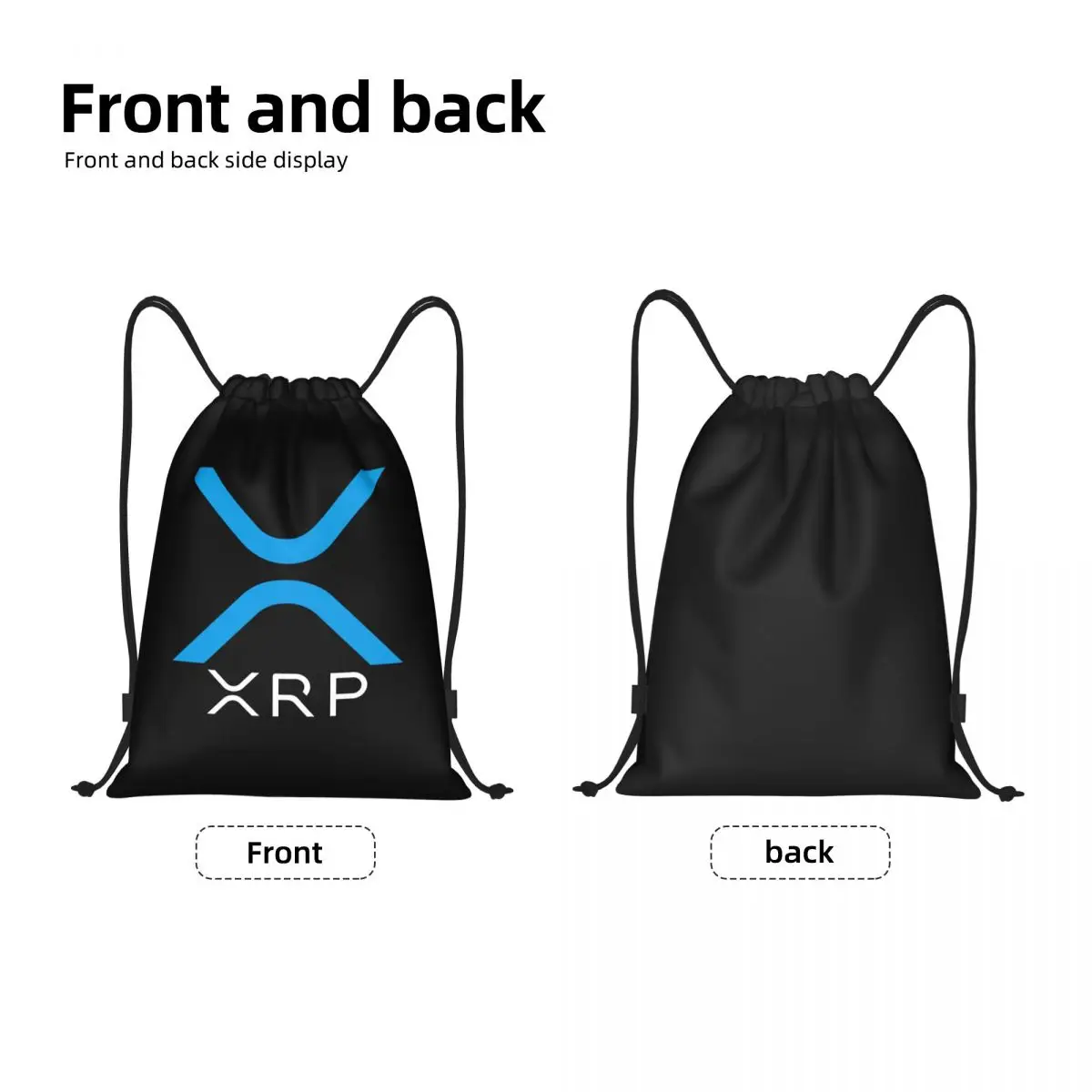 Custom Ripple XRP Drawstring Bags Men Women Foldable Sports Gym Sackpack Bitcoin Cryptocurrency  Shopping Backpacks