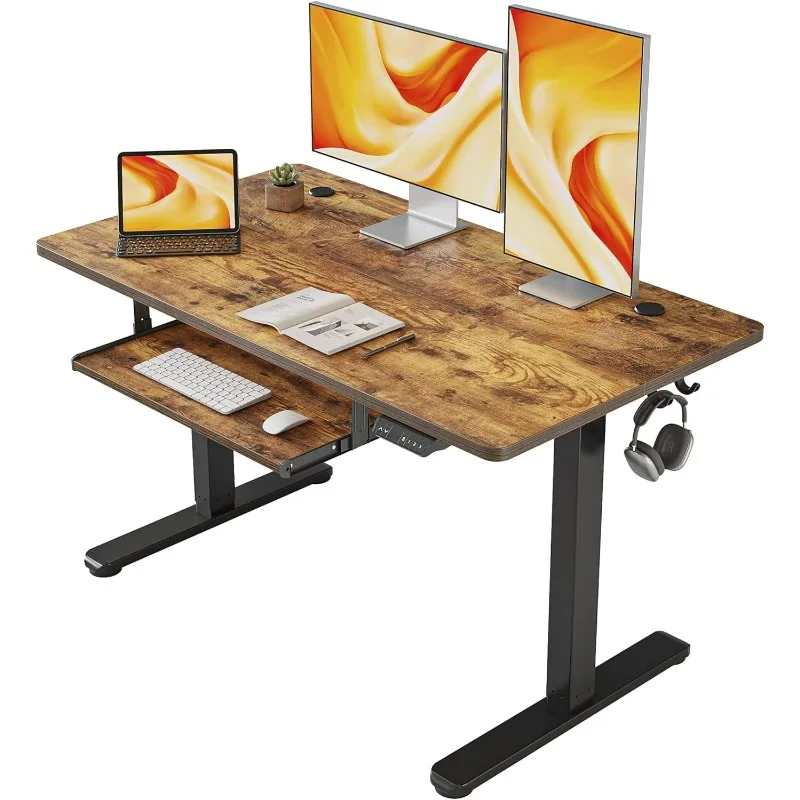 

Standing Desk with Keyboard Tray, 48 × 24 Inches Electric Height Adjustable Desk, Sit Stand Up Desk, Computer Office Desk