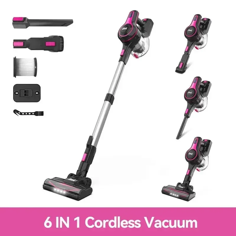 

6-in-1 Cordless Stick Vacuum-N5T Decent Suction with 2 Cleaning Tools, 15-45 minutes Runtime For Hard Floors and Rugs