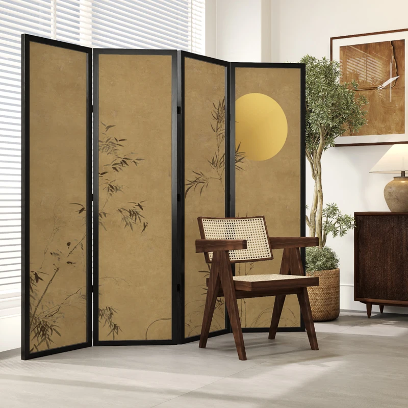 

Chinese Zen bamboo folding screen partition living room medieval dining room bedroom entrance solid wood Song Dynasty aesthetics