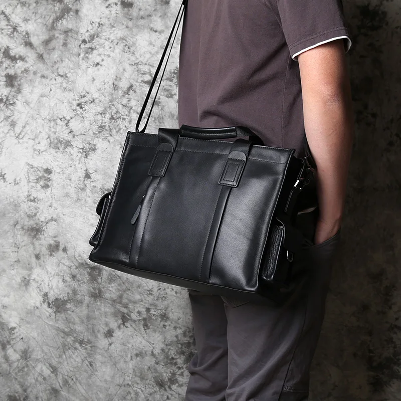 NZPJ Business Leder herren Handtasche Top Schicht Rindsleder Aktentasche Casual Schulter Messenger Tasche Geeignet für 14 Zoll Laptop – Detail 5