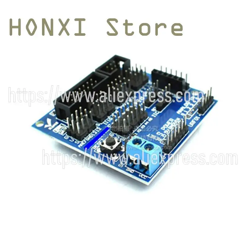 1 piezas Uno R3 v5, placa extendida, escudos de sensor v5.0, bloques de construcción electrónicos, versión azul, compatible con Uno R3