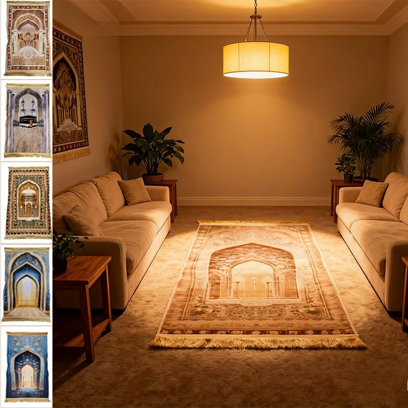 

70x110cm High Quality Prayer Mat/European and American Style Printed Thick Velvet Prayer Rugs Soft and Comfortable Washable Rugs
