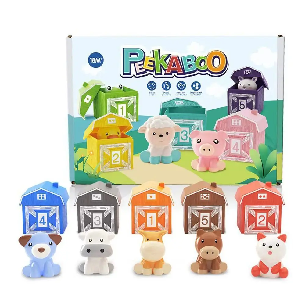 5pcs Early Education Learning Toys Fine Motor Games Soft Finger Doll Montessori Counting Toys Farm Animals Toddler Toys