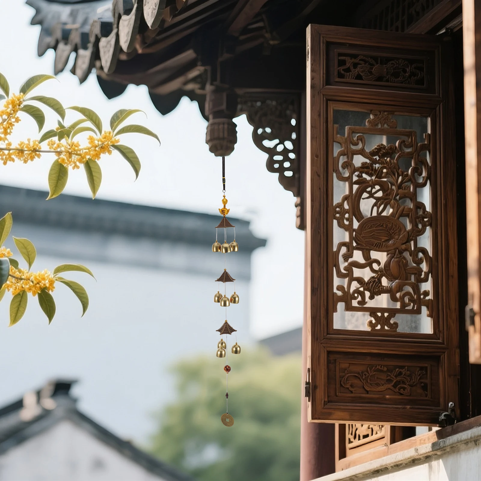 

Chinese Vintage Wind Chimes Metal Bell Rustic Hanging Garden Porch Patio Outdoor Decorative Wind Chimes Windchimes for Garden