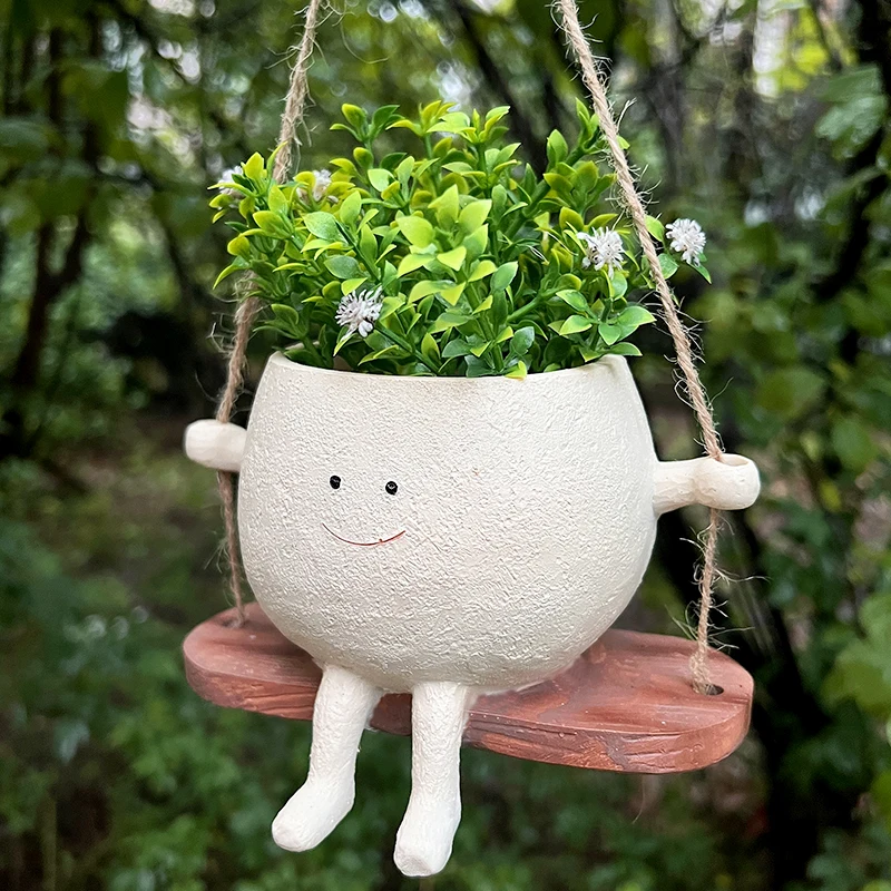 

Cute Lovely Swing Face Plants Pot Balcony Wall Hanging Decoration Succulent Plant Flower Pots Home Garden Supplies