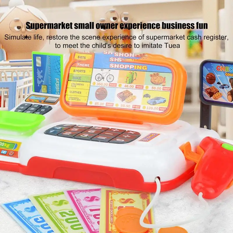 Kids Cash Register Toy Learning Counter Grocery Store Playset Toys Interactive Pretend Play Store Educational Cashier Calculator