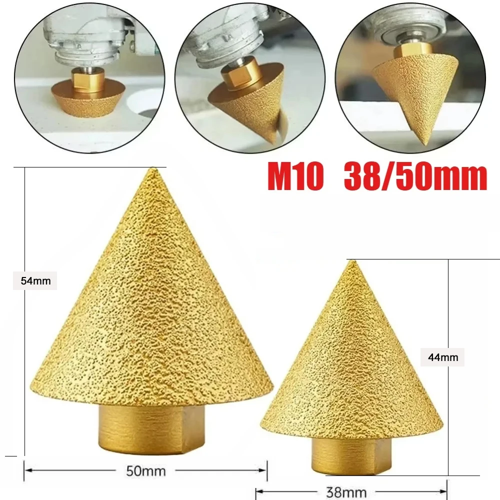 Diamond Beveling Chamfer Bit M14 Thread 38/50mm Cone Punching Expanding Drill Bit Grinding Wheel for Ceramic Tile Chamfering
