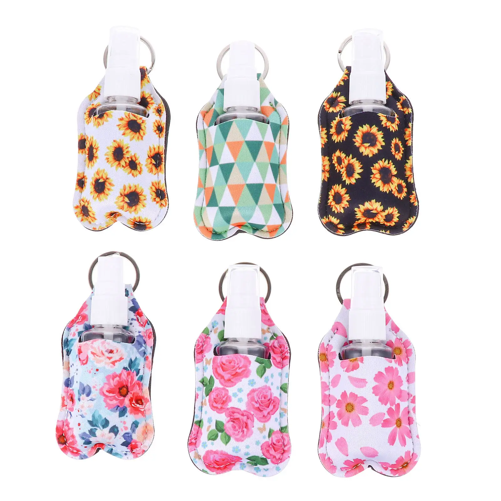 

6 Sets Portable Travel Bottle Empty Container Refillable Lotion Keychain Cover Small Storage Neoprene Durable Safe