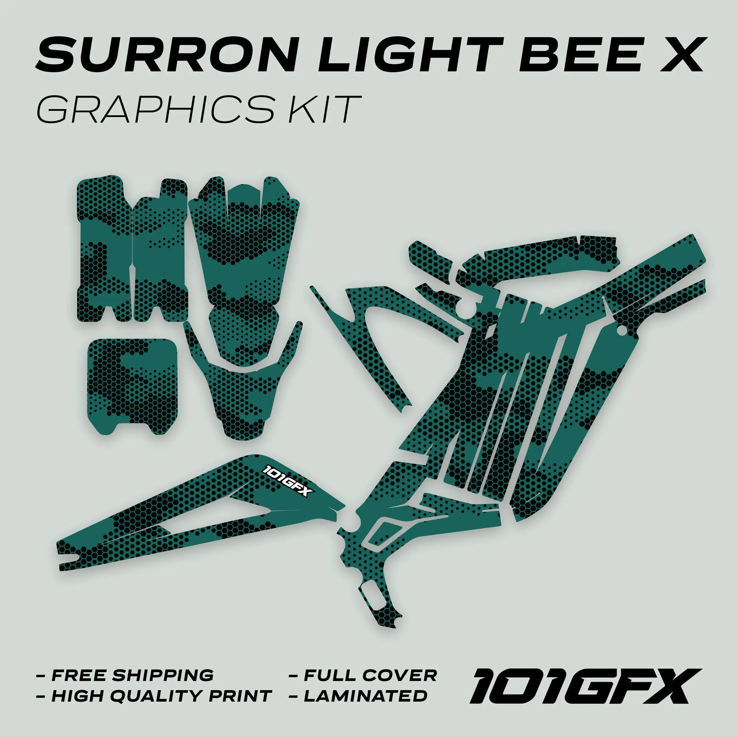Graphics Kit HEXOCAM AVENTUR Stickers Honeycomb Camo Camouflage Hexagon Style Laminated  L1E eBike Emoto For Surron Light Bee X