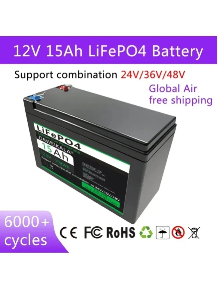 Bateria litowa LiFePO4 12V z wbudowanym systemem BMS, 15Ah 30Ah, akumulator fosforanowo-żelazowy, wielokrotnego ładowania, do zastosowania w układach głębokiego cyklu, połączeniach szeregowych i — 2
