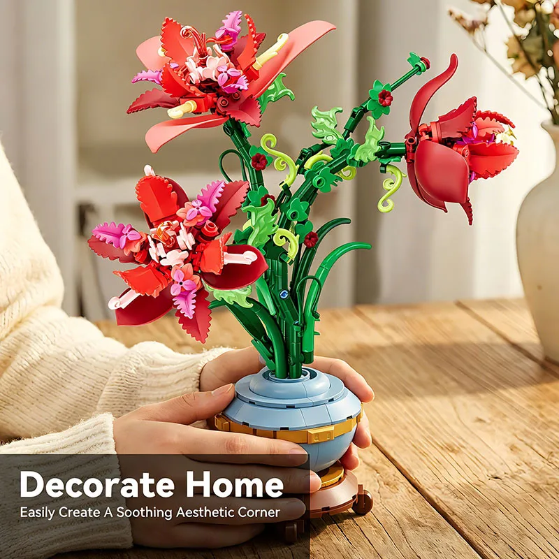 7906 505pcs Flower Bouquet Botanical Collection Model Kit for Building Block Brick Toy DIY Assembly Decoration Components