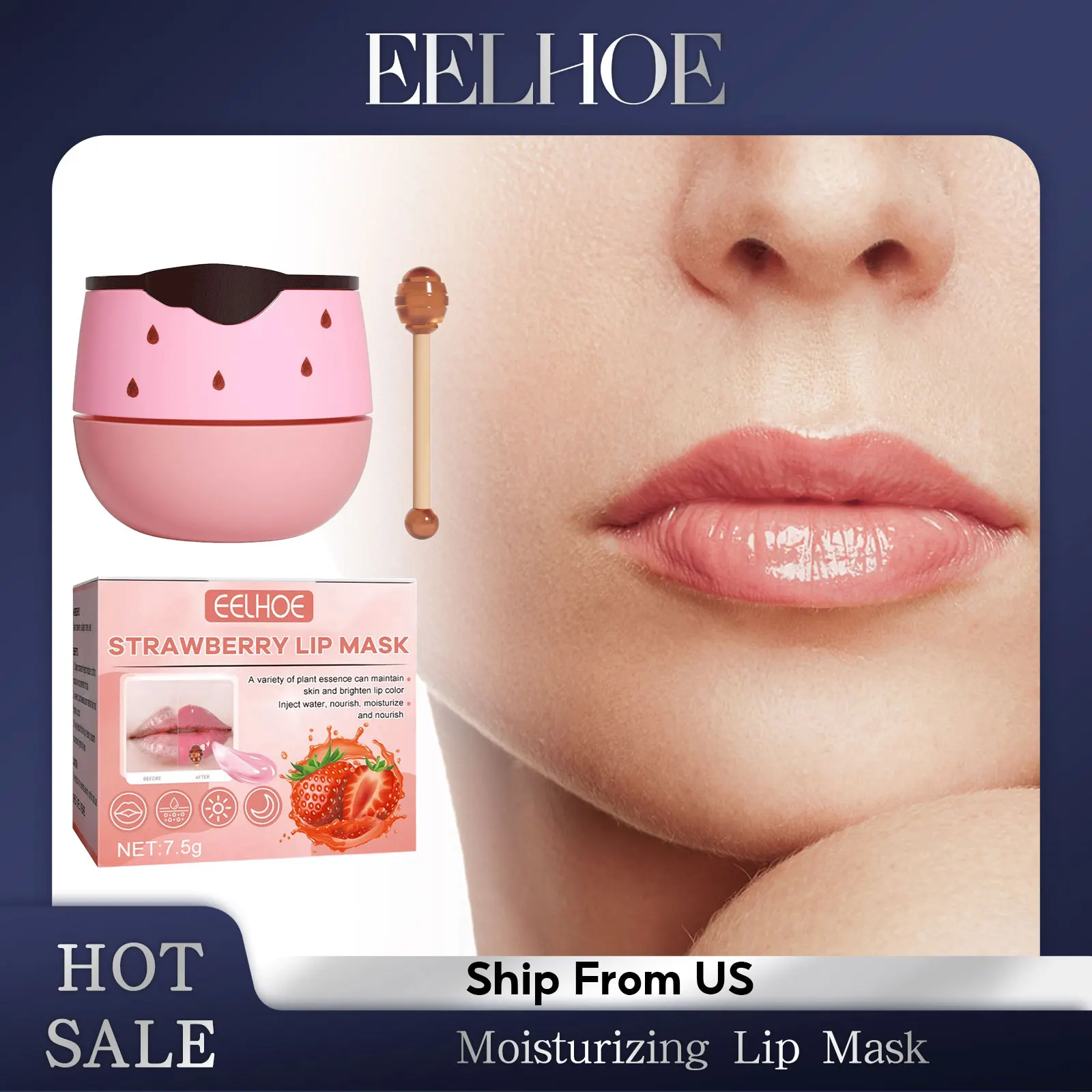 EELHOE Moisturizing Lip Mask with Lip Brush Day and Night Repair Lip Balm Hydrating Prevention Dry Crack Lip Scrubs Exfoliator