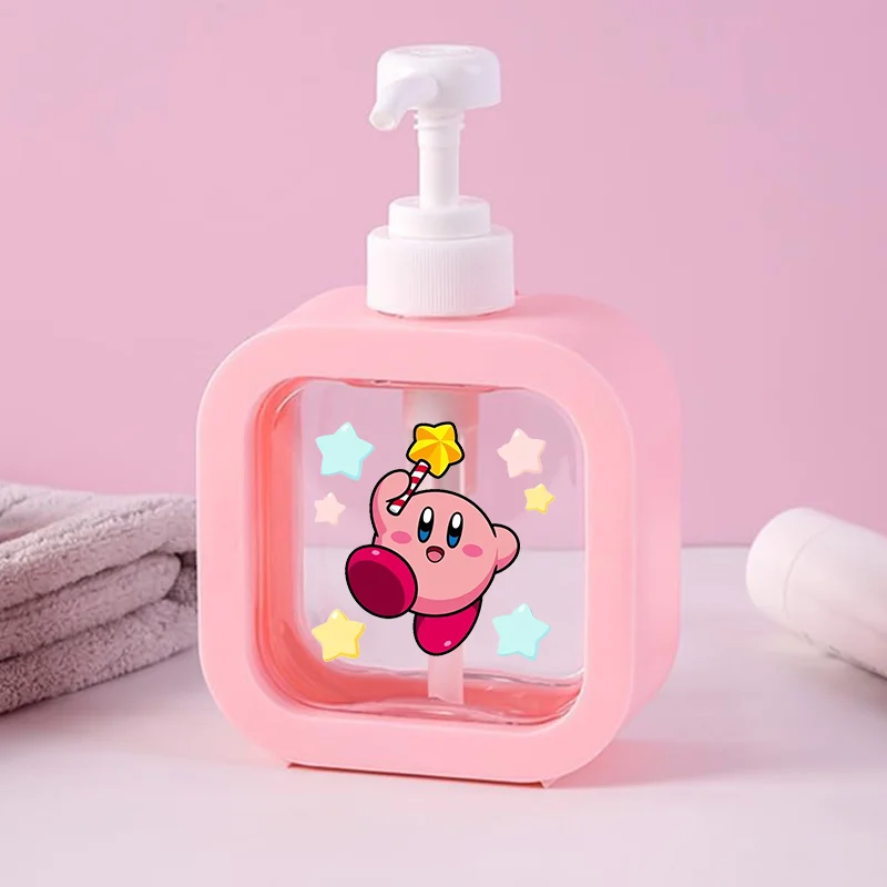 Dispensador de Sabonete Líquido Star Kirbys com Bomba Manual, Desenho Animado Kawaii, Frasco Recarregável para Shampoo, Portátil para Viagem, Presentes