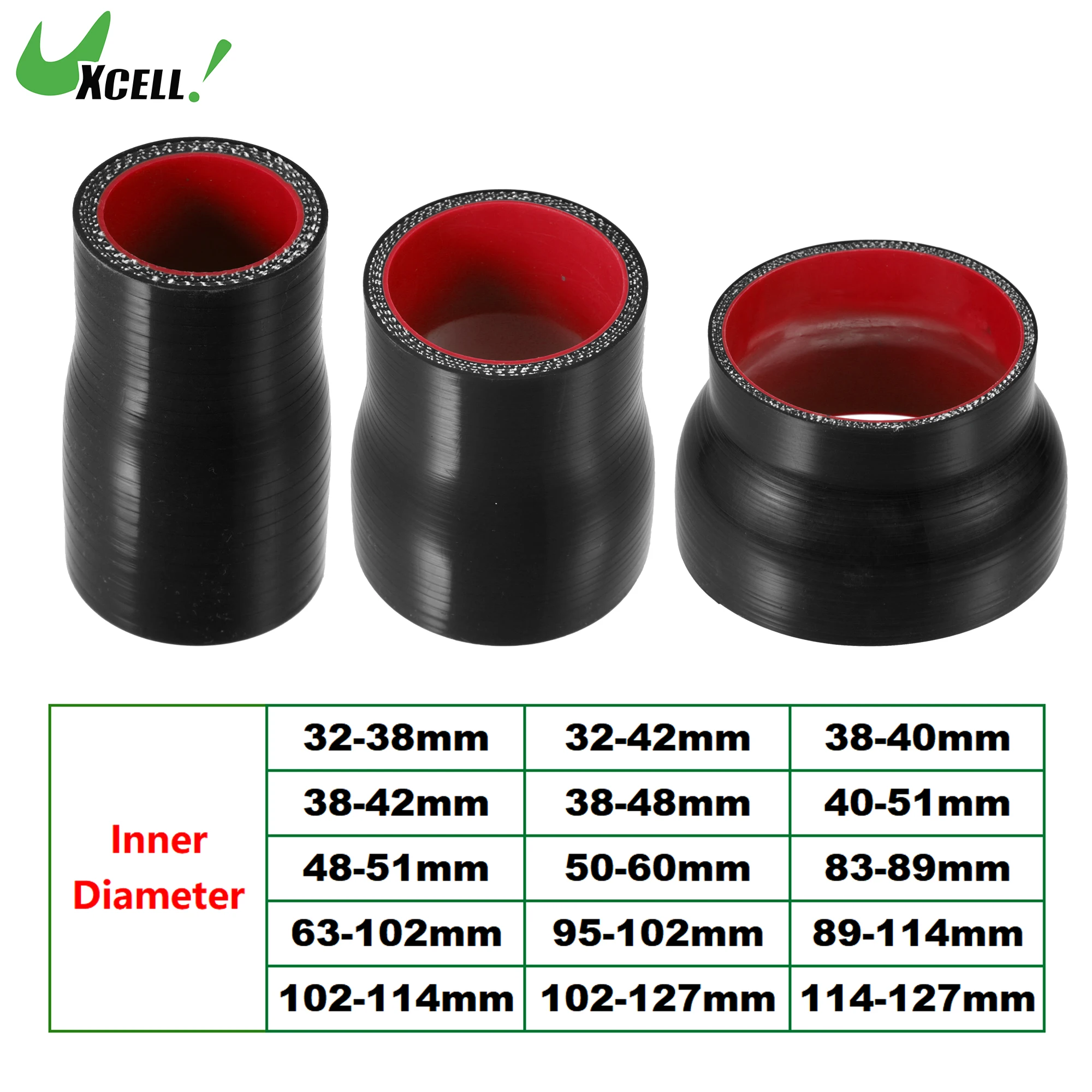 UXCELL 32-38mm 38-42mm 40-51mm 48-51mm 102-127mm ID Straight Silicone Reducer Hose Silicone Hose Coupler Intercooler Tube