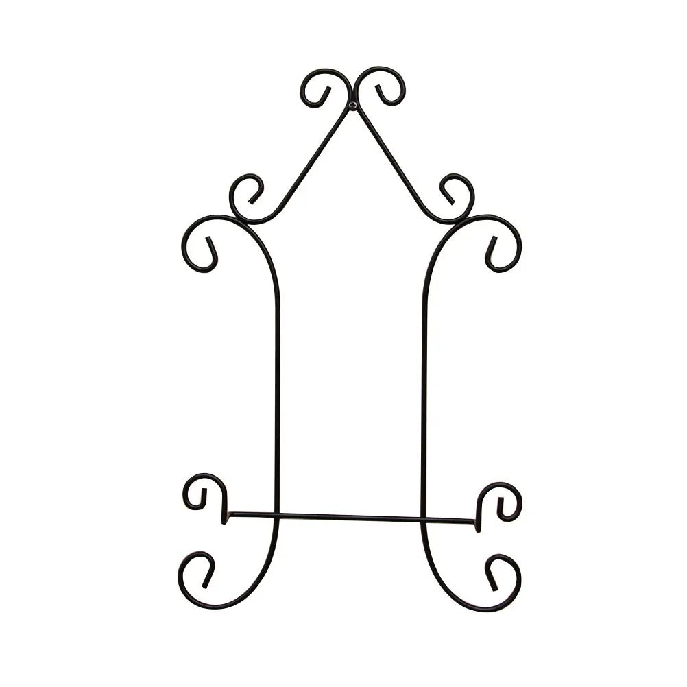 Black Iron Display Stand Elegant Curve Design Solid Round Base for Photo Albums Books Art Crafts Collector Plates Home