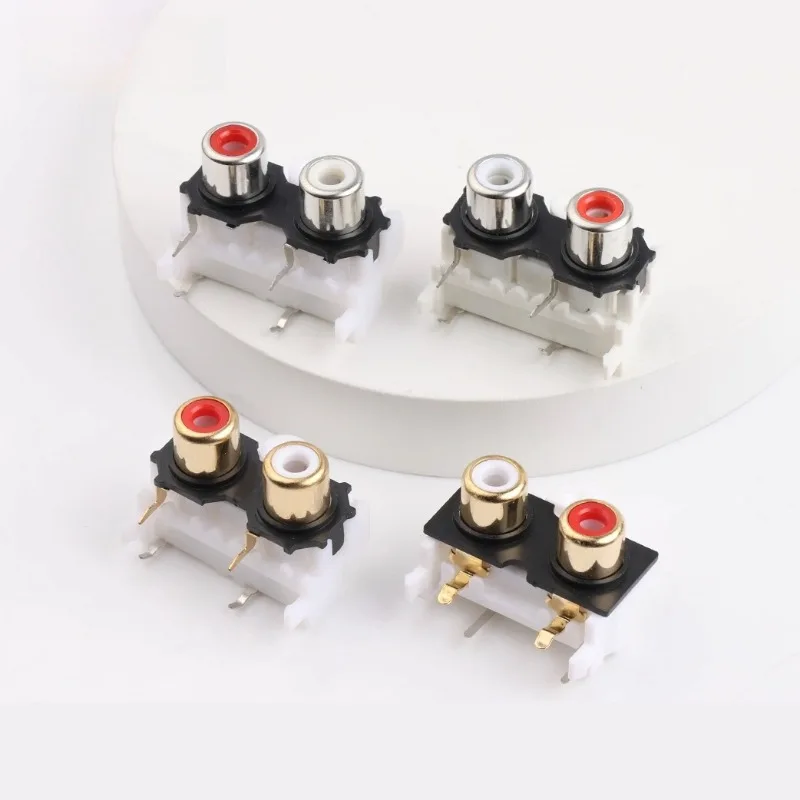 ثقب مزدوج مقبس التيار المتردد AV موصل AV2-8.4-207 العلوي الأبيض والسفلي الأحمر 2 حفرة مقبس الصوت RCA رئيس