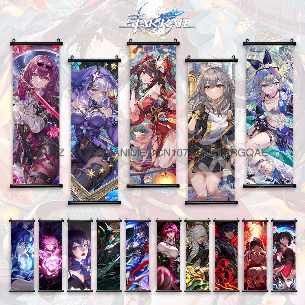 Honkai: Star Rail Scroll Picture Anime miHoYo Home Decora Himeko Painting March 7th Wall Art Bronya Rand Posters Seele Wallpaper