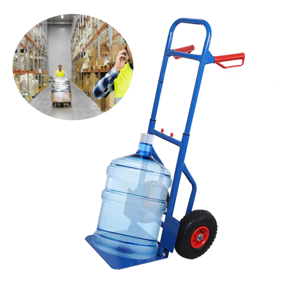 Retractable Platform Hand Truck Foldable Push Hand Cart Steel Truck Trolley Cart with 2 Wheels and 150Kg Load Capacity