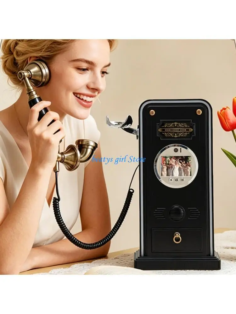 C7AB Wedding Sign In Video Phone with 1080P Screen, Handset Message Phone and 32GB Storage for Party Welcome Tables