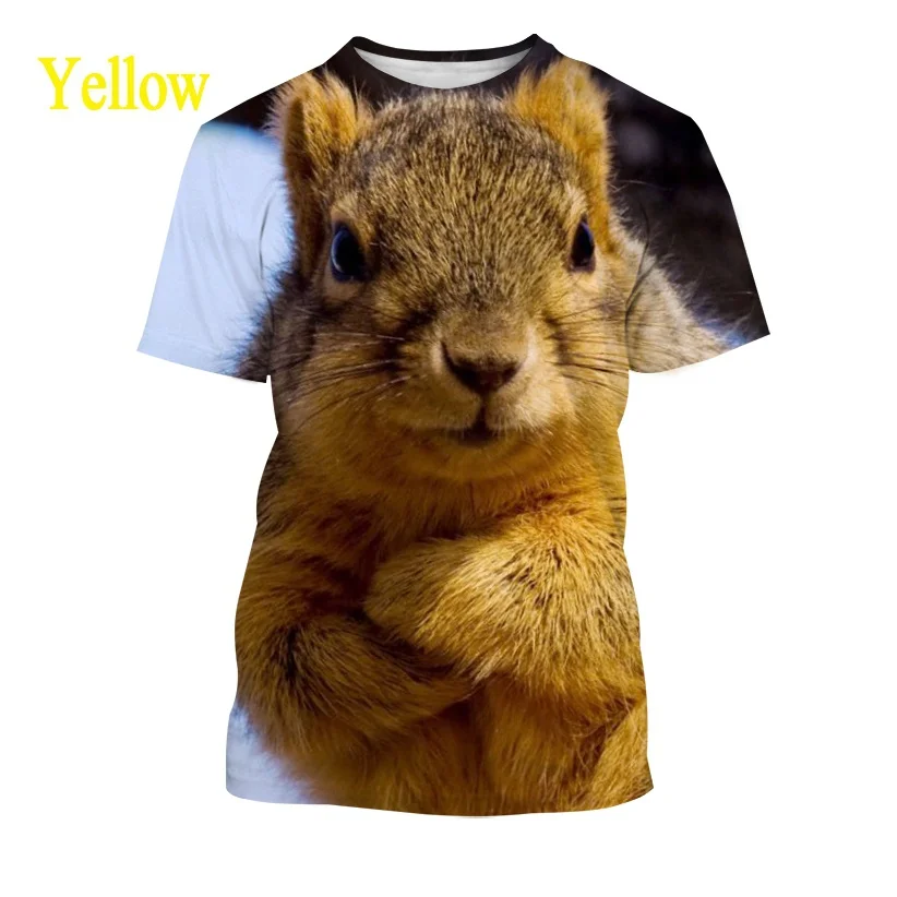 New Fashion Animal Squirrel 3D Printing T-shirt Personality Round Neck Top Unisex Couple Hip-hop Funny Short-sleeved Shirt