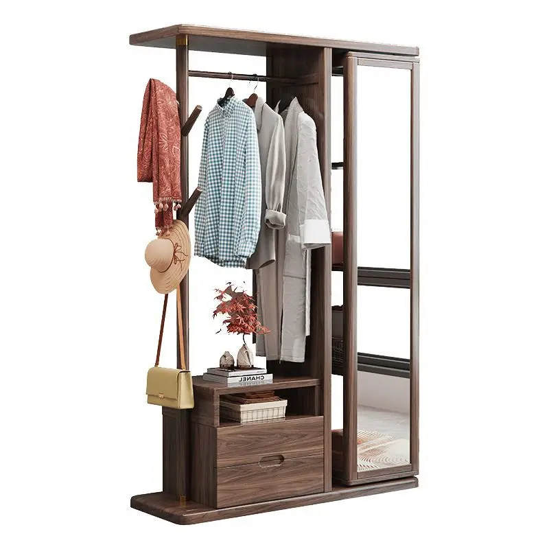 High-end coat rack floor-to-ceiling bedroom full-length mirror, new hanger rotating integrated household full-body multi-functi