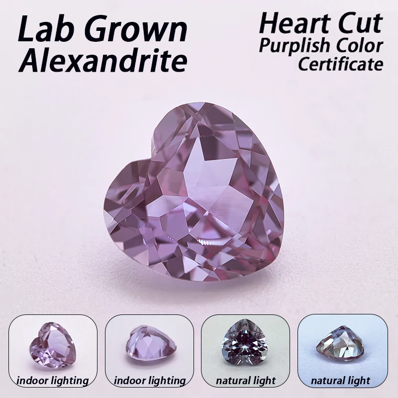 Lab Grown Alexandrite Stone Multiple Shape Purple Color Charms Beads for DIY Jewelry Making Materials Selectable Certificate