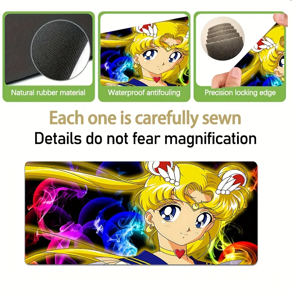 قطعة واحدة من لوحة ماوس الألعاب Sailor Moon - قاعدة مطاطية غير قابلة للانزلاق، سطح انزلاقي أملس، حصيرة مكتب أنيمي للكمبيوتر الشخصي والمكتب والمنزل - Perfect Sai #6