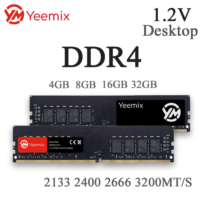 Yeemix DDR4 4GB 8GB 16GB 32GB 2133MHz PC4-17000 2400MHz PC4-19200 2666MHz PC4-21300 320MHz PC4-25600 DIMM سطح المكتب Ram 1.2V