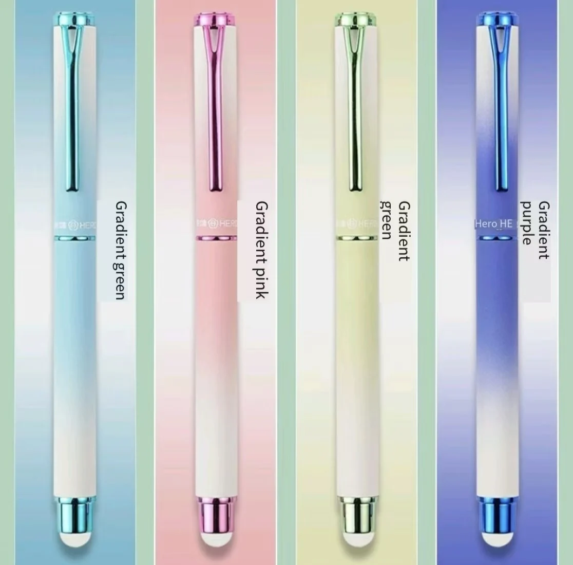 Hero P336M Thermally Erasable Fountain Pen, Glossy Paint Metal Body Reusable Heat Erase Writing Pen Student Stationery