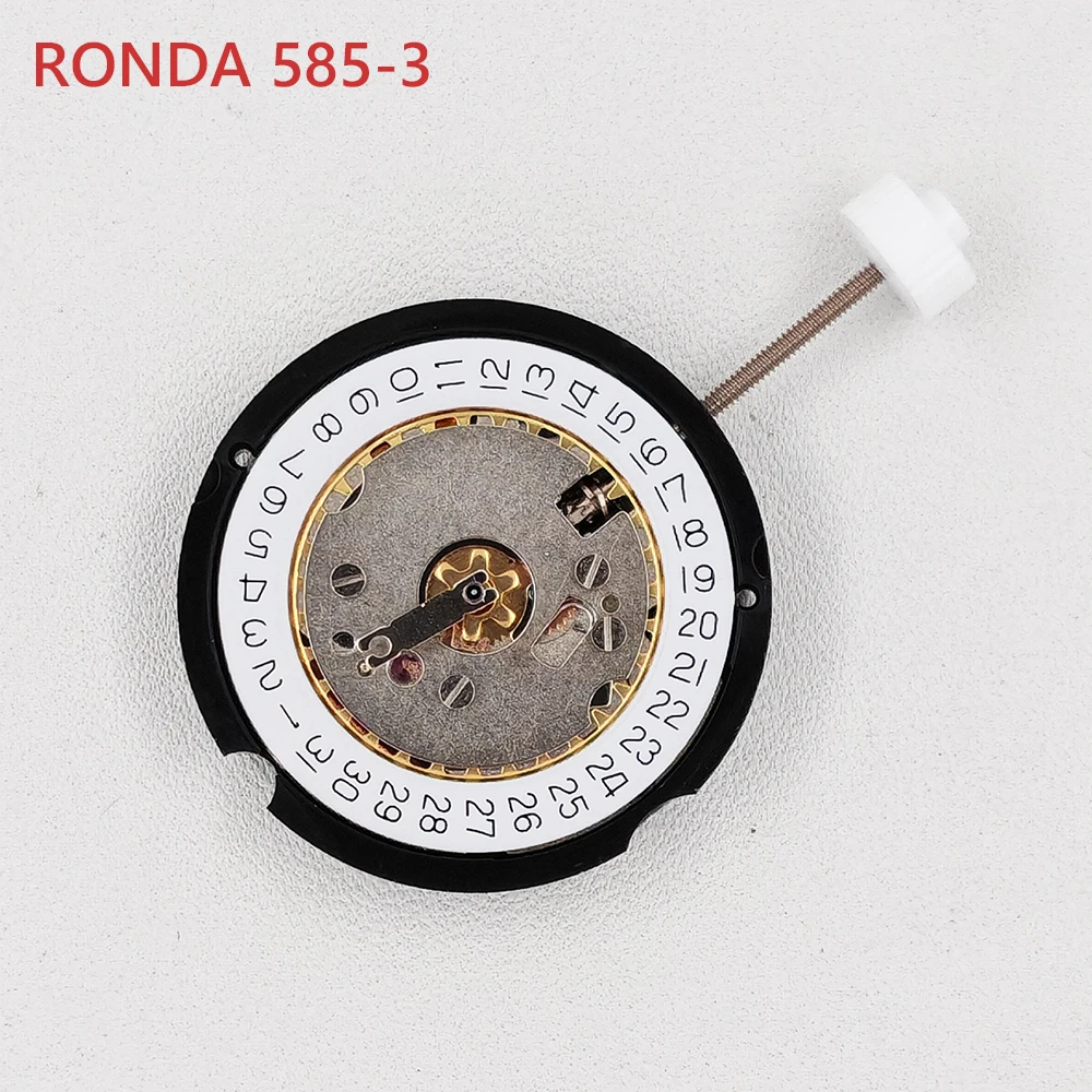 حركة كوارتز أصلية روندا 585-3 100% آلية استيراد جديدة تمامًا حركة سلسلة 585 مع بطارية 3H تاريخ أبيض 585-3H #1