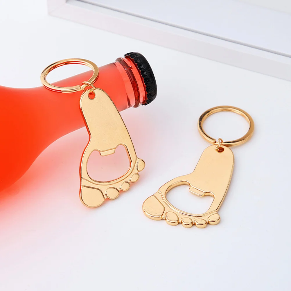 10 Pcs Keychain Bottle Opener Baby Shower Gifts Footprint Beer Thank You Metal for Guest Guests Prizes